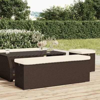 Obrázok produktu pre vidaXL Stolička Lavica s vankúšom na sedenie hnedá 110x30x40 cm Poly ratan