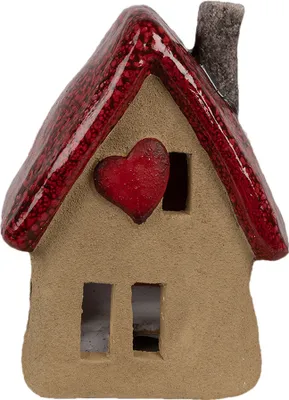 Obrázok produktu pre Clayre & Eef dekoratívna figúrka domček 12x9x16 cm hnedočervená keramika
