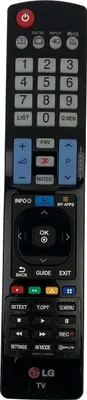 A close-up shot of an LG TV remote control.