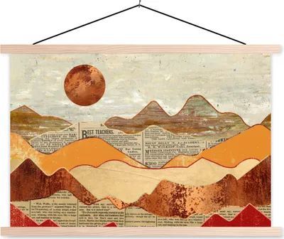 Produktbild von MuchoWow® Textilposter Vintage - Zeitung - Bronze - Abstrakt - Landschaft - Farben 60x40 cm mit holzfarbenen Rahmen - Bilder