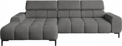 Obrázek produktu pro DomoHome Čalouněná rohová sedací souprava ve tvaru L Levá strana | 177x270 cm | Rohová sedací souprava s funkcí spaní Rozkládací pohovka s funkcí lůžka Malé 3 sedáky Nastavitelné opěrky hlavy Nastavitelný sedák | Tmavě šedá barva