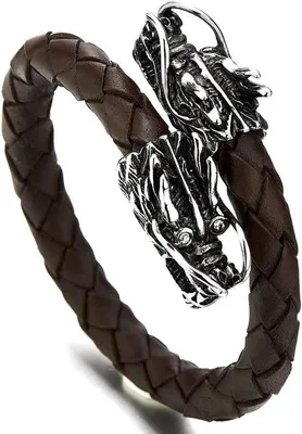 Obrázok produktu pre Hnedý pletený kožený náramok s elastickým nastavením.