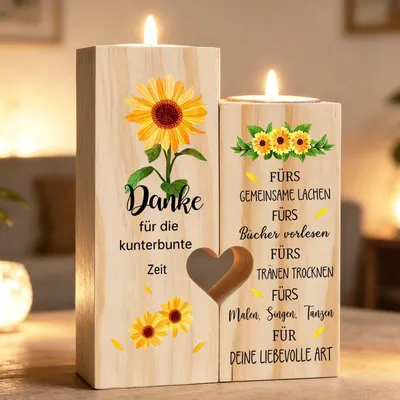 Zdjęcie produktu dla Zestaw drewnianych świeczników, 2 sztuki, z świeczkami typu tealight, do dekoracji wnętrz