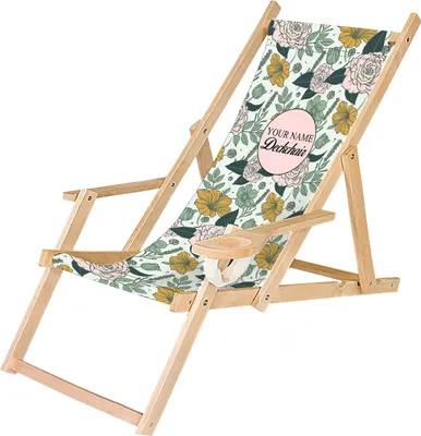 Holz Liegestuhl Personalisierbarer Klappbar Klappliegestuhl mit Armlehne und Getränkehalter Strandstuhl Motiv Azalien und Rosen [119]