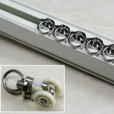 Produktbild von 30 Stück Doppel-Gleiterschienen aus Kunststoff für Gardinenschienen mit Rädern aus Aluminiumlegierung
