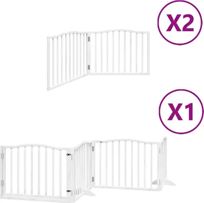 Obrázek produktu pro vidaXL 8dílná brána pro psy s dvířky Skládací bílá 640 cm Topolové dřevo
