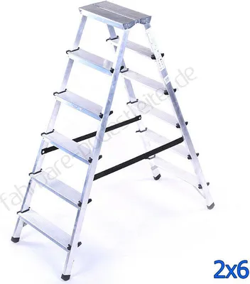 Produktbild von Zweiseitige Aluleiter 6 Stufen Klappleiter Haushaltsleiter 125kg Black