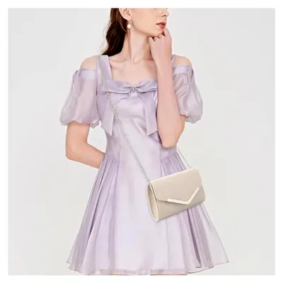 Produktbild von Damen Samt Clutch Elegante Abendtasche Wildleder Handtasche Envelope Tasche Unterarmtasche mit Kette für Wedding Prom Party Hochzeit