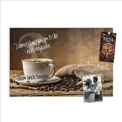 Produktbild von Magnettafel 60x40cm Pinnwand Whiteboard beschreibbar - Kaffeegenuss