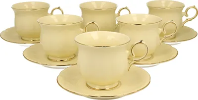 Produktbild von DUO ECRU 6er-Set Tassen 220 ml CLARK mit Untertassen, New Bone China Porzellan