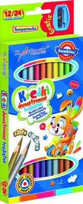 Obrázek produktu pro BAMBINO Školní trojhranné tužky oboustranné 12/24 barev + ořezávátko