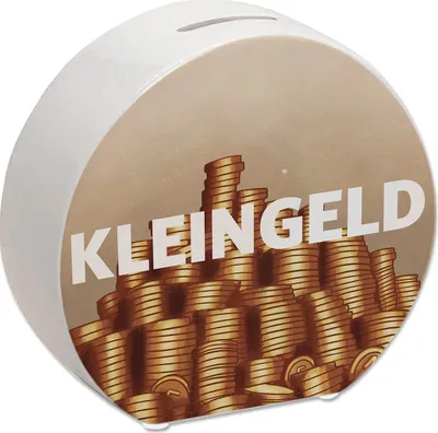 Produktbild von Kleingeld Spardose mit Geldhaufen aus Münzen