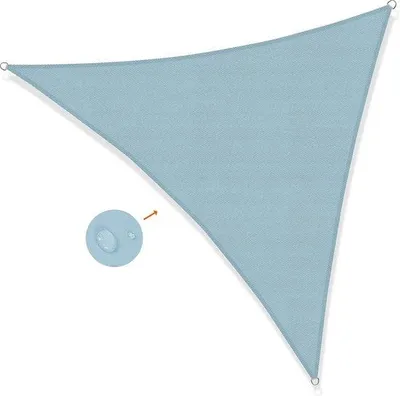 Productafbeelding van Famanu Driehoekige zonnescherm, 3 x 3 x 3 meter - Waterafstotend, UV-bescherming, grijs-blauw