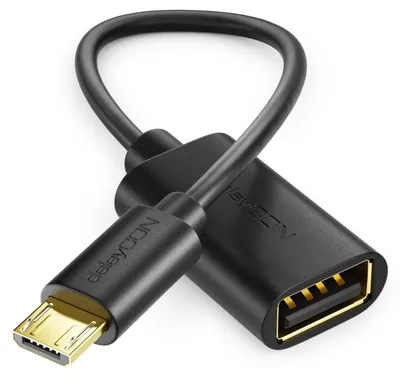 Produktbild von deleyCON 20cm USB 2.0 OTG Adapterkabel USB-A/Micro-USB B, 1 Stück - Schwarz