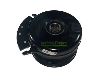 A black electromagnetic clutch for a lawn tractor, shown against a white background.