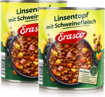 Produktbild von Erasco Linsentopf mit Schweinefleisch 800g Fertigessen (2er Pack)