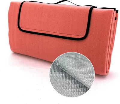 Produktbild von heimtexland XL Picknickdecke wasserdicht Outdoor Strandmatte Isomatte waschbar Campingdecke faltbar mit Tragegriff Festival Zelten Picknick Strand Decke Typ549 Orange 200x200 cm