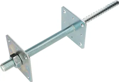 Produktbild von KOTARBAU® Pfostenträger 110 x 110 x 250 mm Gewinde M24 mm mit Schraube Stützenfuß Höhenverstellbar Verzinkt Bodenfuß Betonfuß Zum Einbetonieren