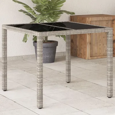 Produktbild von Maison Exclusive - Gartentisch mit Glasplatte Hellgrau 90x90x75 cm Poly Rattan