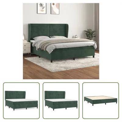 Immagine prodotto di The Living Store Letto a molle con materasso verde scuro 180x200 cm in velluto