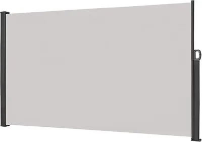 Produktbild von Seitenmarkise Ausziehbar Markise 180 x 300 cm Grau | Sonnenschutz aus Polyester Sichtschutz Windschutz für Garten Balkon & Terrasse, Seitenrollo mit Wandhalterung