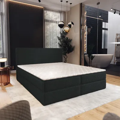 Produktbild von Masseno Boxspringbett PELLIO 140x200 cm Komplett-Set mit Bonell Matratze und Topper, Polsterbett mit Bettkästen -Schwarz, QUELLE 100