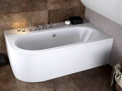 Image de Baignoire asymétrique - 150 x 75 cm - Gauche - sans Habillage - avec Pieds - Vidage Chrome - AVITA