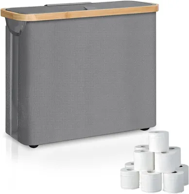 Produktbild von Toilettenpapier-Aufbewahrung 43 x 35 x 17 cm, für 8-12 Rollen, mit Deckel und Sichtfenster, grau, Bad