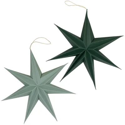 Produktbild von Weihnachtsdekoration: Sterne zum Aufhängen – Set mit 2 Stück, in Grüntönen