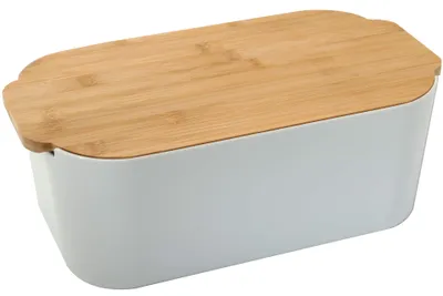 Produktbild von Pure Style Brotbox Aufbewahrungsbox mit Deckel aus Bambus 613-401258 hellgrau