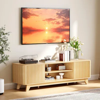 Produktbild von TV-Schrank mit 2 Schubladen und 2 betüren, Lowboard mit Breite 150cm, Eichenfarben