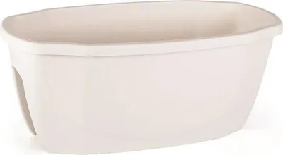 Zdjęcie produktu dla Skrzynka balkonowa Emerald w kolorze złamanej bieli 15,5 l, regulowana 58 x 30 x 24 cm, z drenażem dla zdrowych roślin