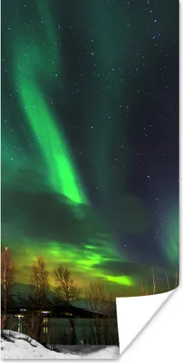 Produktbild von MuchoWow® Poster Nordlichter - Leuchtturm - Norwegen 60x120 cm - Wandschmuck