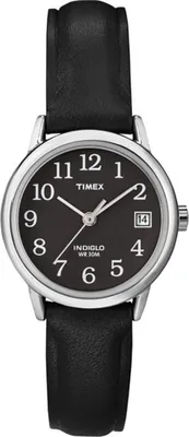 Produktbild von TIMEX Armbanduhr T2N525 Quarz, 25mm Silber Gehäuse, 9mm schwarzes Lederarmband, 30m wasserdicht