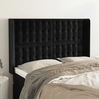 Produktbild von Möbel Kopfteil mit Ohren Schwarz 147x16x118/128 cm Samt - Kopfteile 3120064