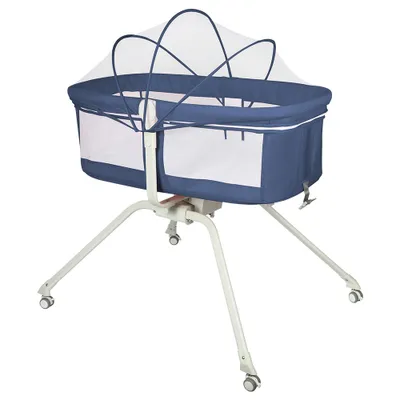 Produktbild von Babywiege,Reisebett für Babys mit Matratze, Moskitonetz, ,Schaukelsystem,Marineblau