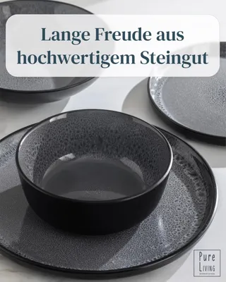 Produktbild von Steingut Geschirrset 6 Pers. Ibiza 24-tlg Hochwertiges Mediterranes Geschirr Set - Schüssel- und Teller Set - Tafelservice 6 Personen Geschirrsets