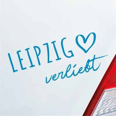 Produktbild von Auto Aufkleber Leipzig verliebt Herz Stadt Heimat Liebe Car 19x8 cm Hellblau Sticker Heckscheibenaufkleber