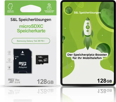 Produktbild von microSD Speicherkarte S&L für Samsung Galaxy Tab S9 FE+ - Speicherkapazität: 128 GB