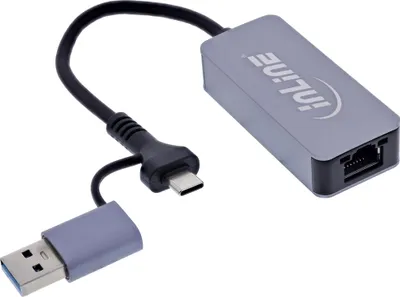 Produktbild von InLine 33380T, Kabelgebunden, USB Type-A/USB Type-C, Ethernet, 5000 Mbit/s, Grau