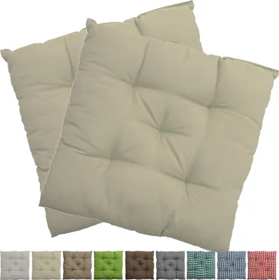 Produktbild von Stuhlkissen Genua 38x38 cm 2er Pack Sitzkissen mit Steppung, Farbe:Ecru