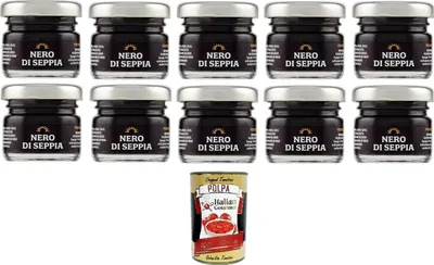 Produktbild von 10x SMERALDA Nero di Seppia Tintenfisch-Tinte 20gr + Italian Gourmet polpa 400g