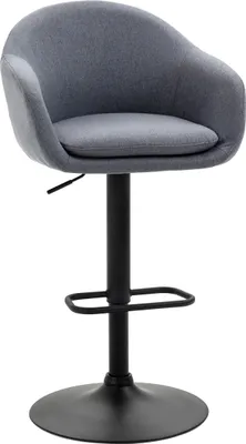 Produktbild von Barhocker höhenverstellbar mit Lehne und mit Fußstütze; 110kg belastbar Leinenoptik, 54 cm x 54 cm x 112 cm, Grau