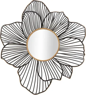 Zdjęcie produktu dla Czarno-złote metalowe lustro ścienne, 79 x 6 x 86,5 cm