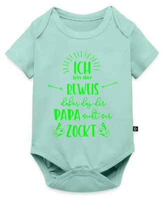 Produktbild von Spreadshirt Der Beweis Dass Der Papa Nicht Nur Zockt Kurzarm Tages Baby Body, 62 (2-3 M.), Mint