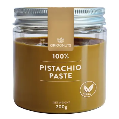 Produktbild von ORIGONUTS, Pistazienpaste 100% Pistazien, Pistaziencreme, Pistazienmus, 200g