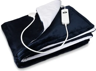 Obrázok produktu pre Navaris XXL elektrická vyhrievaná deka - 180x130cm 3 stupne teploty automatické vypnutie pranie - útulná vyhrievacia deka na posteľ tmavomodrá