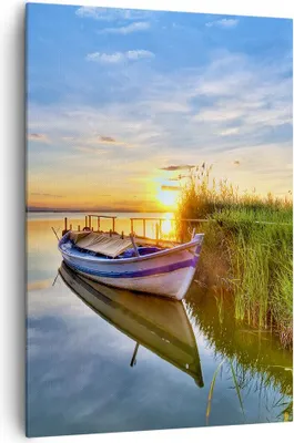 Produktbild von Bild auf Leinwand - Leinwandbild - Einteilig - See Boot Wasser - 70x100cm - Wand Bild - Wanddeko - Wandbilder - Leinwanddruck - Kunstdruck - Wanddekoration - Leinwand bilder - Wandbild - PA70x100-3950