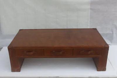 Immagine prodotto di Tavolino da salotto tavolo cassapanca tavolino in pelle vintage tavolo 147x85cm