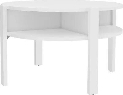 Produktbild von Couchtisch - Ø 75 cm - Weiß matt - mit zusätzlichen Ablageflächen